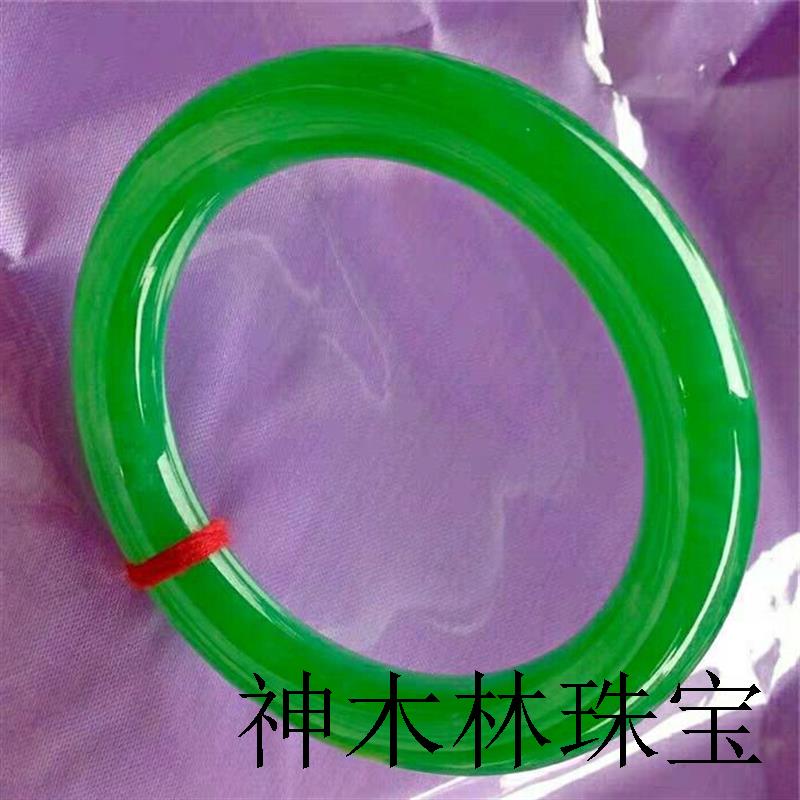 缅甸老坑祖母绿翡翠色玉手镯冰糯种阳绿辣色正圈圆条玉镯高端女款