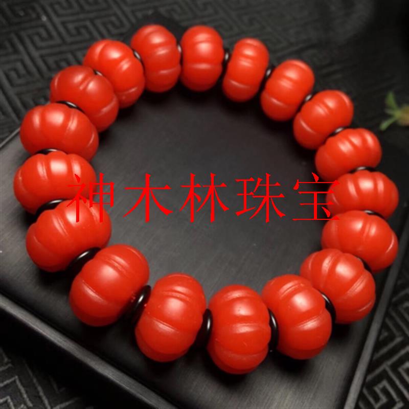 甄选保山南红玛瑙手链手串南瓜珠金刚珠满色满肉柿子红男女款单圈