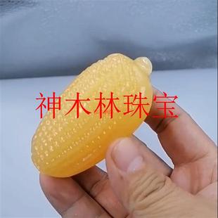 新疆和田玉黄玉岁岁平安玉米手把件硕果累累籽料雕刻玉包谷穗挂件