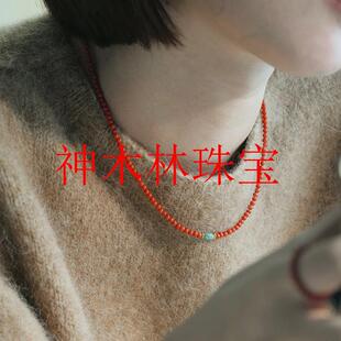 南红玛瑙满色川料小米珠锁骨链红绳转运珠女款新中式新年超细项链