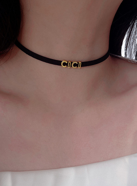 时尚纯银镀金字母款颈链潮流百搭