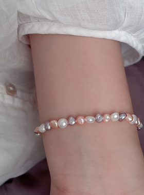 精品糖果色天然淡水真珍珠手链