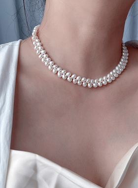 港货高级感麦穗淡水真珍珠项链