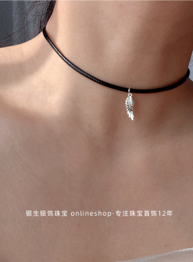 小众纯银翅膀choker项链项圈百搭