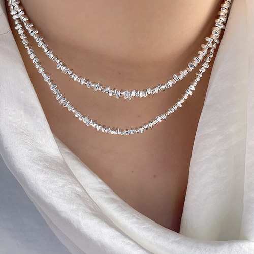 重工加粗实心碎银子项链轻奢小众