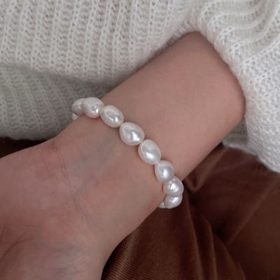 强光巴洛克淡水珍珠手链轻奢精致