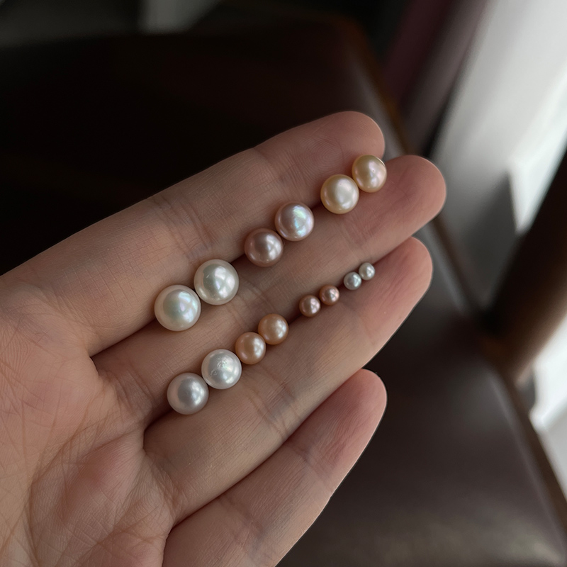 纯银天然淡水珍珠耳钉简约百搭潮