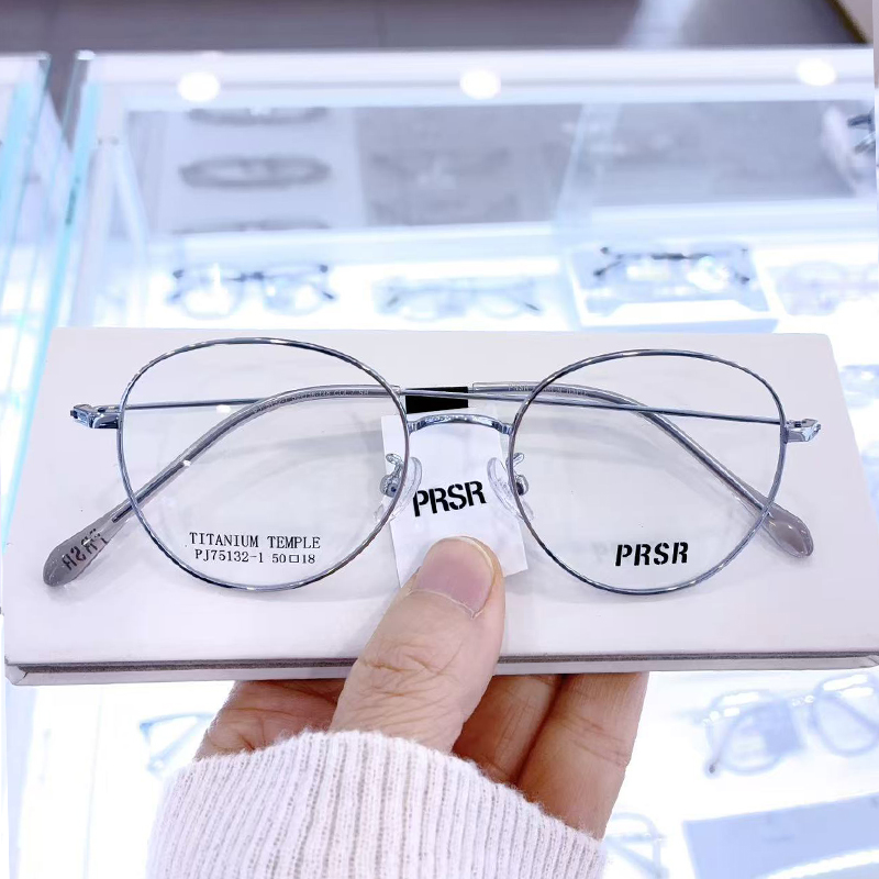 Prsr新款帕莎超轻复古近视女钛架配度数防蓝光眼镜框PJ75132-1