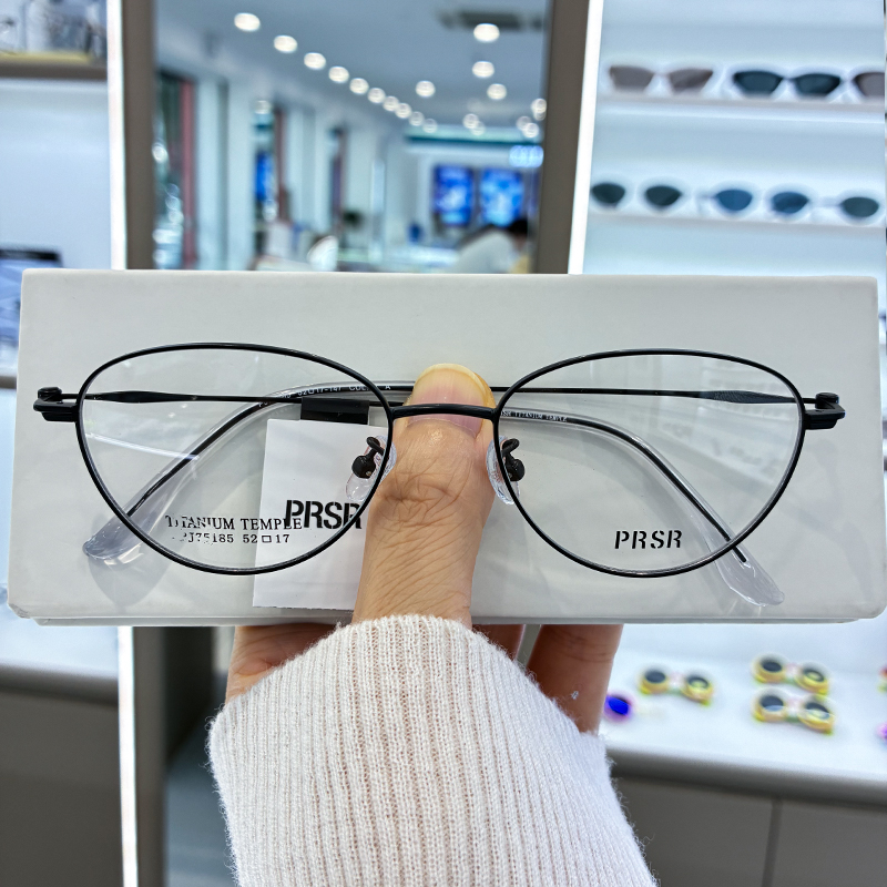 2025新款帕莎猫眼高智感金丝镜框女轻纯钛可配近视眼镜架PJ75185