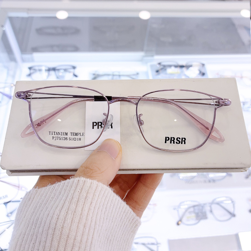 新款帕莎眼镜框女潮近视镂空猫眼钛架超轻全框防蓝光眼镜PJ75126
