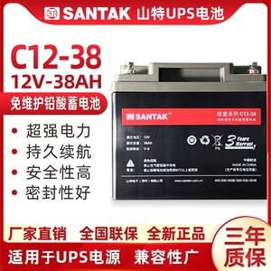 SANTAK山特C12-38UPS不间断电源蓄电池12V/38AH 城堡系列C12-38AH