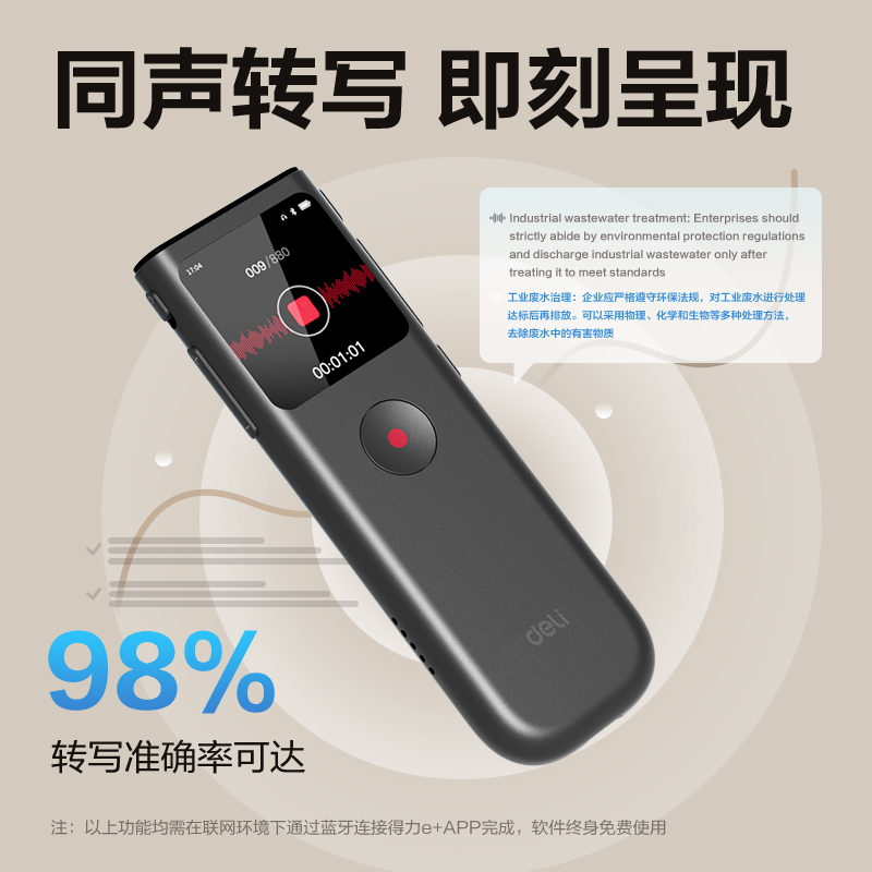 32G得力MP512-W录音笔专业高清降噪超长待机学生上课用记录
