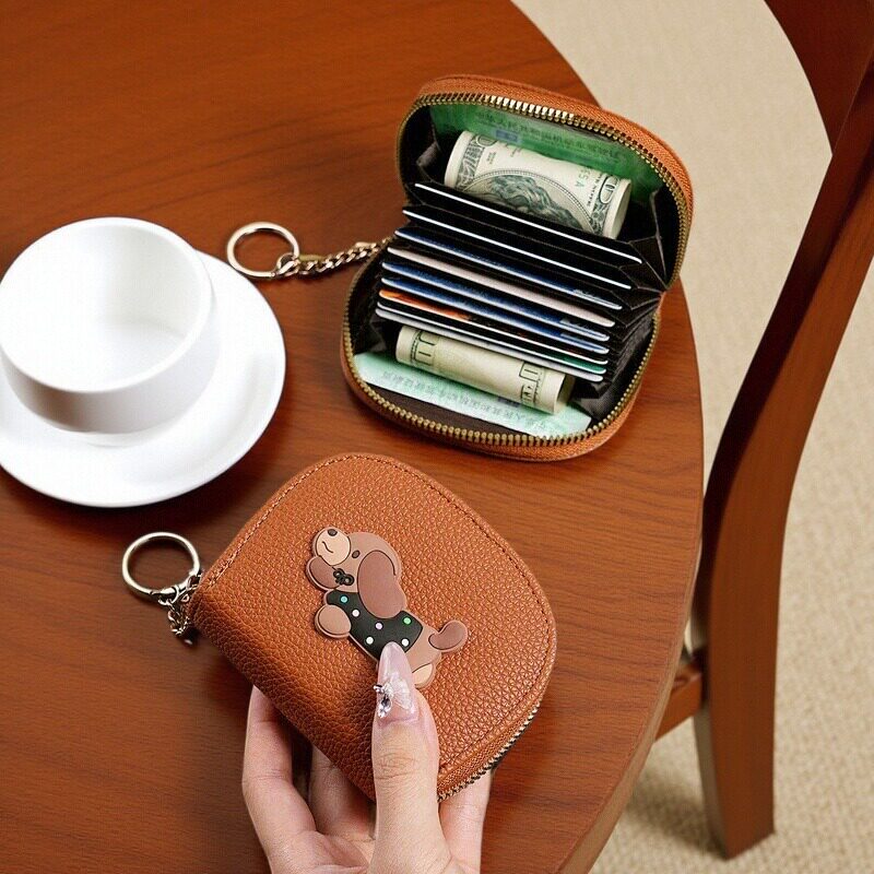 可爱卡通腊肠狗卡包女防消磁卡套