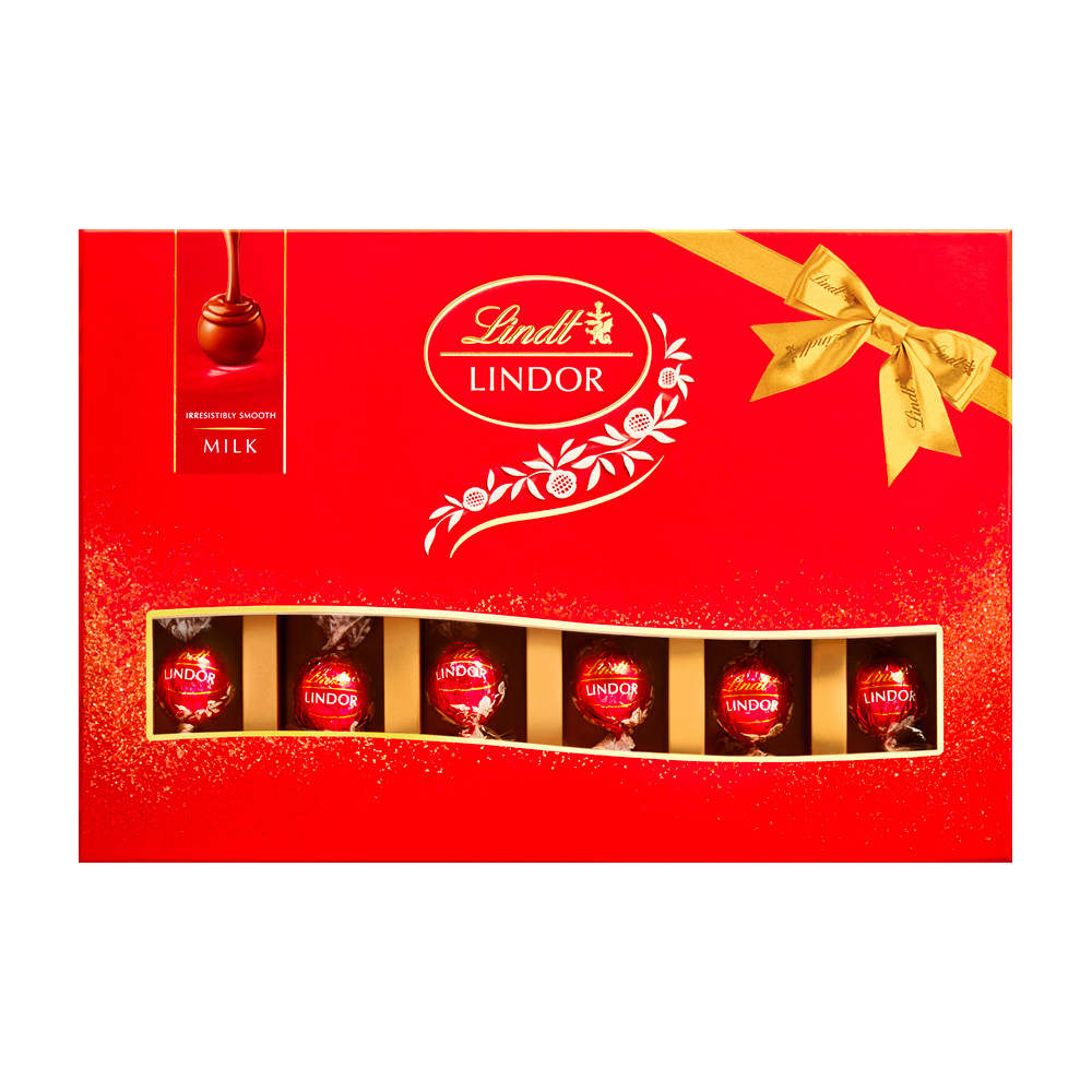 Lindt瑞士莲LINDOR软心牛奶巧克力礼盒装264g节日礼物品 含礼袋