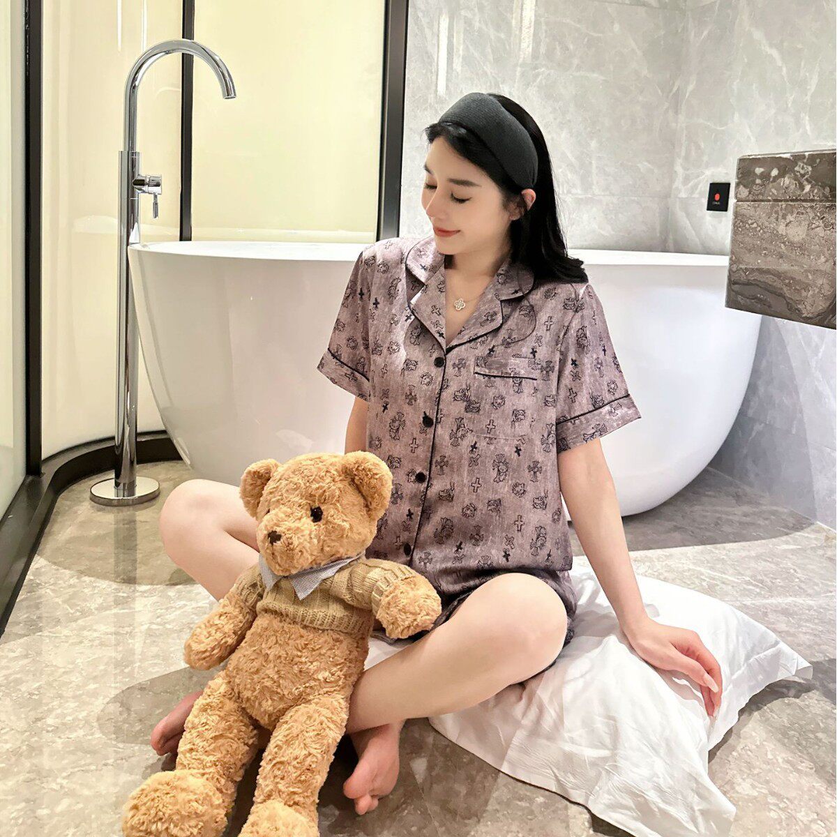 【恶魔喵蒂】夏季新款日系卡通猫咪短袖睡衣高级感甜美少女家居服