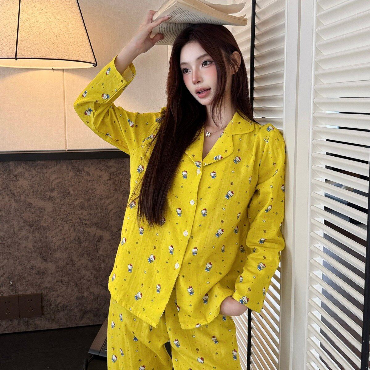 【啵啵喵酱】春秋季甜美少女可爱卡通图案开衫长袖套装睡衣家居服