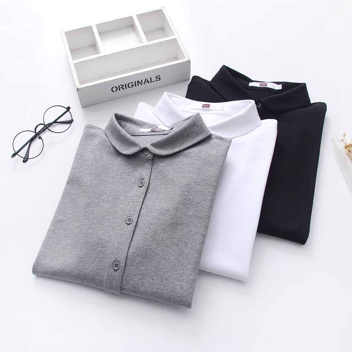 2019秋冬新款日系纯色针织棉百搭小圆领长袖衬衫女大码休闲打底衫|msdalam kategori Butik wanita / wanita, shirt - dari Buy2taobao.com untuk memberikan perkhidmatan ejen Taobao profesional membeli