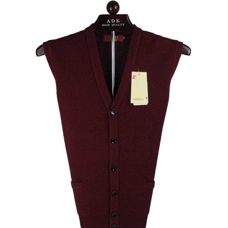 雪马羊毛衫背心马甲男士开衫秋冬中老年宽松羊毛无袖坎肩男装外套