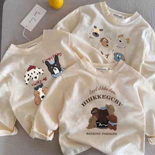 儿童长袖 2025春秋新款 T恤男女童纯棉上衣宝宝卡通印花打底