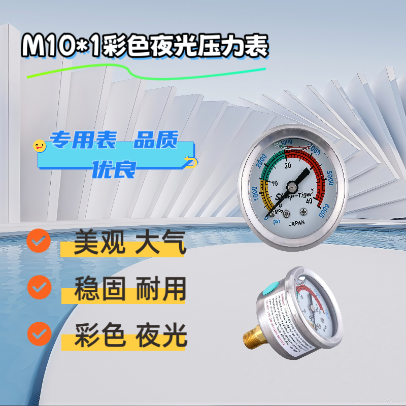 40mpa高压力表30mpa打气机专用配件夜光显示气泵通用防震