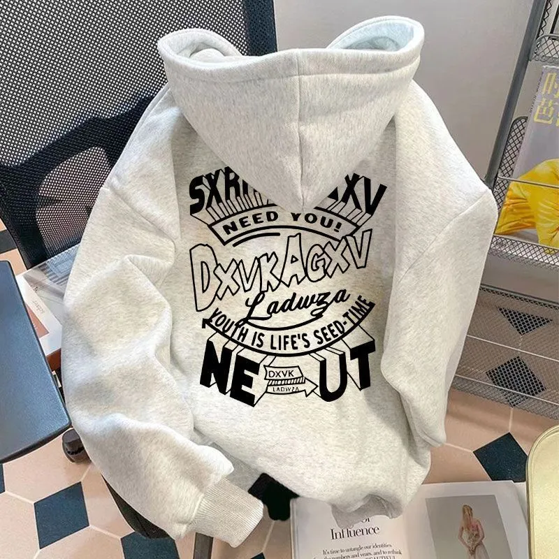 纯棉卫衣男重磅美式连帽套头卫衣外套宽松秋冬季潮设计感加绒复古