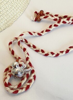 复古平安果吊坠手工编织长项链小众高级感百搭秋冬毛衣链新年配饰