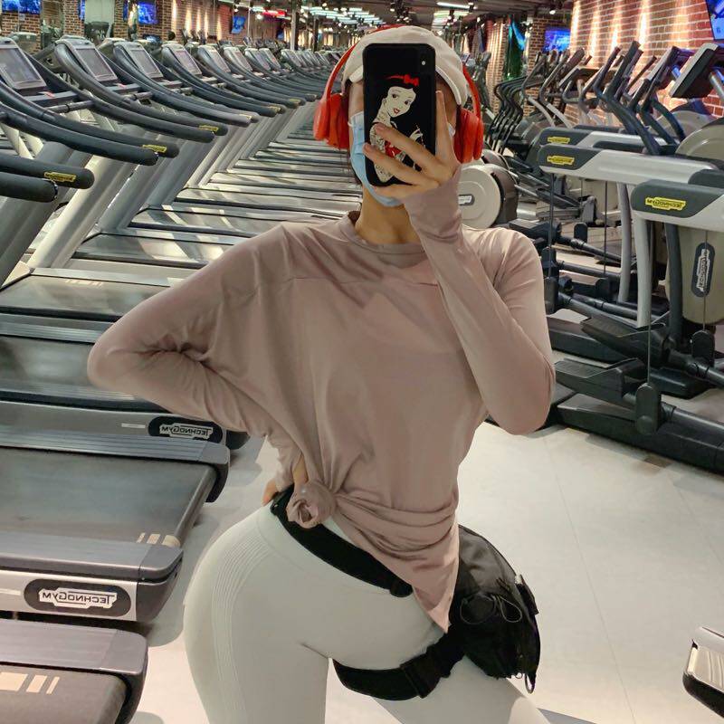 REYNA SPORTS LONG SLEEVE T-SHIRT WOMENS PLUS SIZE LOOSE SLIM SIDE SLIT QUICK DRY RUNNING YOGA WEAR FITNESS BLOUSE