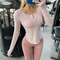 REYNA SHORT LONG SLEEVE WOMENS SLIM V-NECK ROUNDED HEM SPORTS YOGA RUNNING FITNESS TRAINING TOP