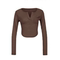 REYNA SHORT LONG SLEEVE WOMENS SLIM V-NECK ROUNDED HEM SPORTS YOGA RUNNING FITNESS TRAINING TOP