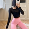 REYNA FITNESS MESH LONG SLEEVE CROP TOP BREATHABLE BASE LAYER CAN BE WORN OVER YOGA TOP TRAINING T-SHIRT