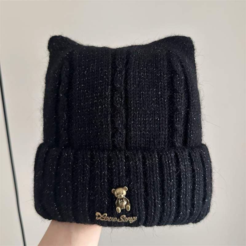 出游毛线帽女加绒可爱冬季