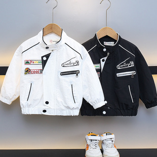 儿童装春装痞帅立领拉链夹克男童春秋长袖宽松机车服外套潮流开衫