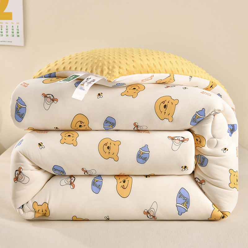 超柔软糯裸睡A类针织棉豆豆被子