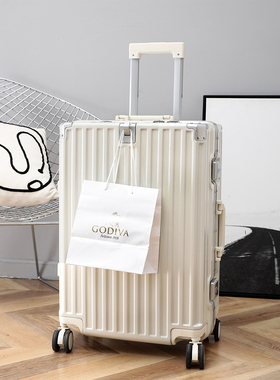 ELLE新款结实耐用时尚铝框箱女拉杆箱万向轮学生旅行箱 密码箱