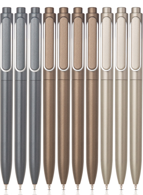 A12得力黑色0.5金属质感按动中性笔 12支/盒