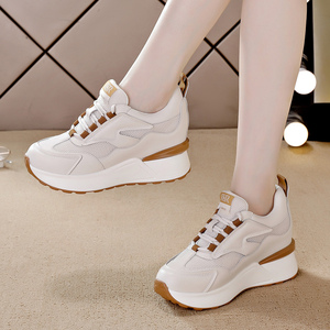 显脚小老爹鞋女款2026新款爆款春夏网面透气厚底内增高休闲运动鞋