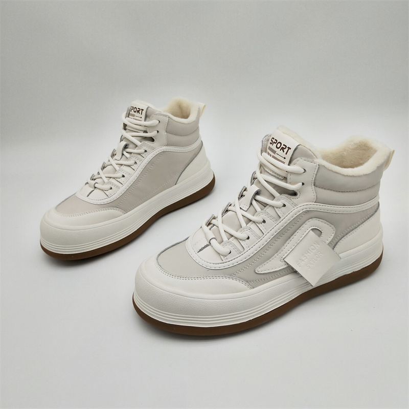 厚底橡胶人造毛绒休闲真皮