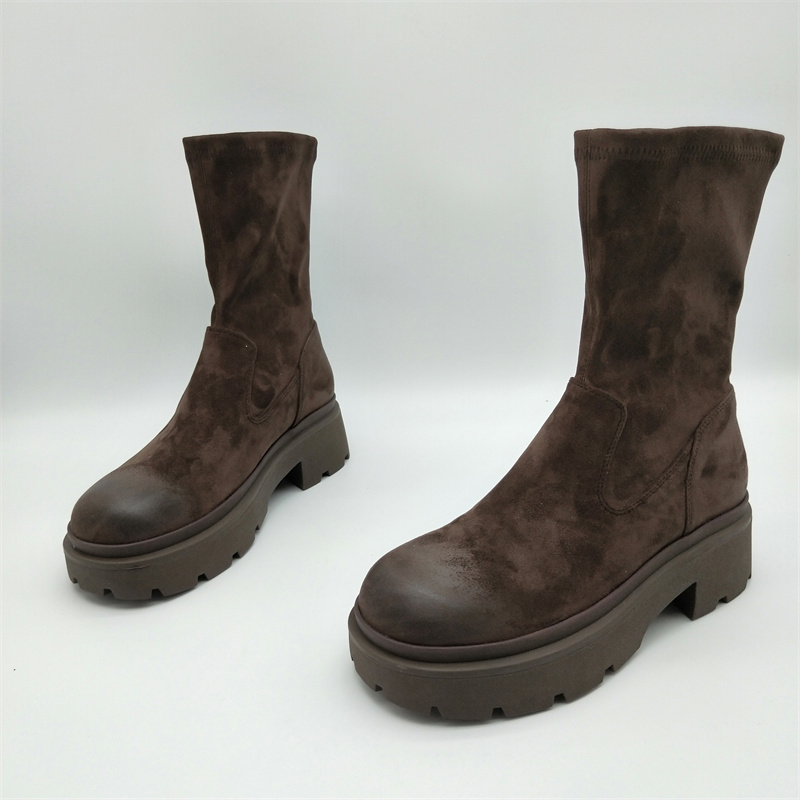 断码处理2025秋冬新款37，38码粗跟厚底套筒弹力靴显瘦气质女单靴