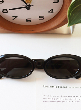 25年新款欧美窄框椭圆太阳镜女高级感ins防紫外线防晒墨镜