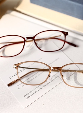 超轻纯钛小框近视眼镜女款可配高度数素颜小脸专用冷茶色30304