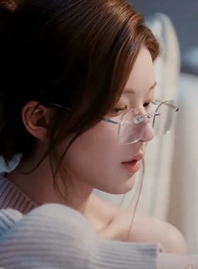 许我耀眼赵露思同款无边框眼镜女许妍近视可配度数镜框纯钛眼睛架