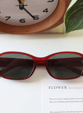 ROSE同款复古红色墨镜女高级感辣妹风窄方框板材太阳眼镜防紫外线