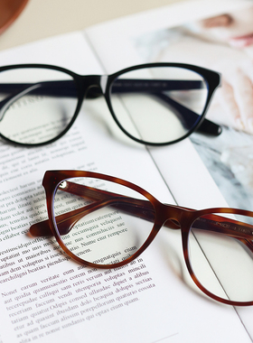 近视眼镜女超轻板材猫眼黑框大脸修容显脸小素颜镜框可配度数8071