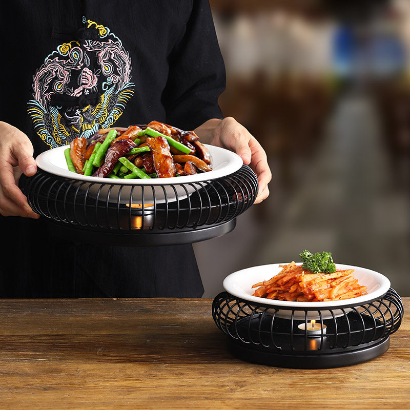 中餐酒店餐厅个性创意明档餐具可放蜡烛加热保温利元炉意境菜鱼盘
