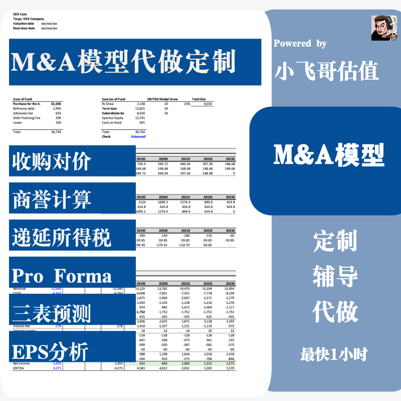 MA并购模型代做定制辅导EPS计算DCF模型LBO模型投行PE 商务/设计服务 设计素材/源文件 原图主图