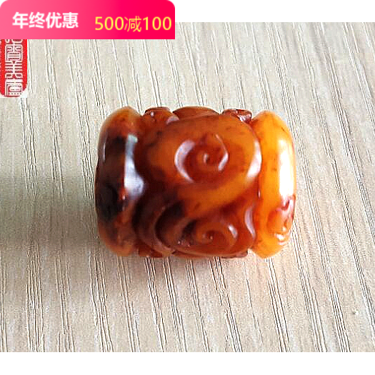 西藏桶珠雕刻路路通古董老蜜蜡