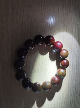 中东蜜蜡蓝绿精灵丝蜡15mm手串独家孤品老料