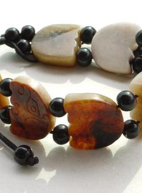 白玉原石挂件吊坠连年有余手链