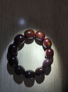 中东蜜蜡桶珠蓝绿精灵丝蜡手串变色打光透明内有云雾20x17mm老料