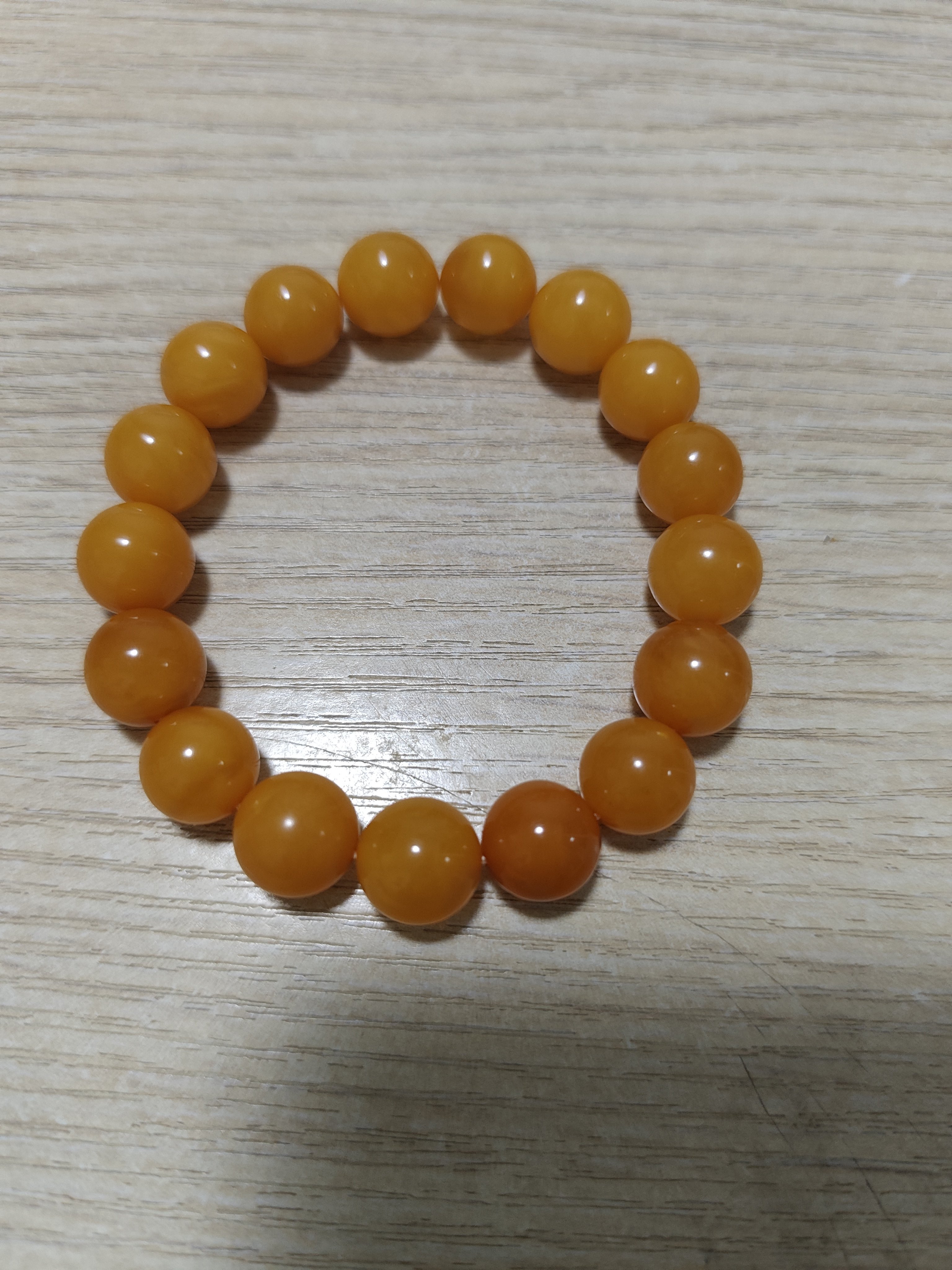 天然波罗地海老蜜蜡圆珠手串11mm10年前的货品相完美带证